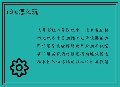 r6iq怎么玩